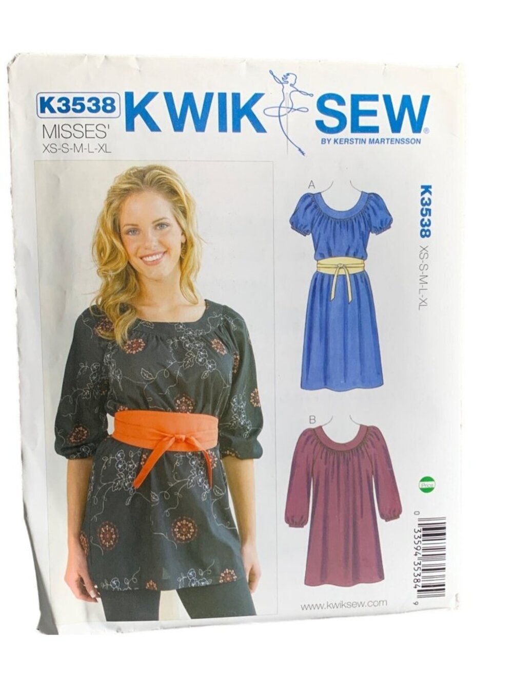 Kwik Sew K3538 Misses Dress Shirt Belt Pattern Size XS-XL uncut